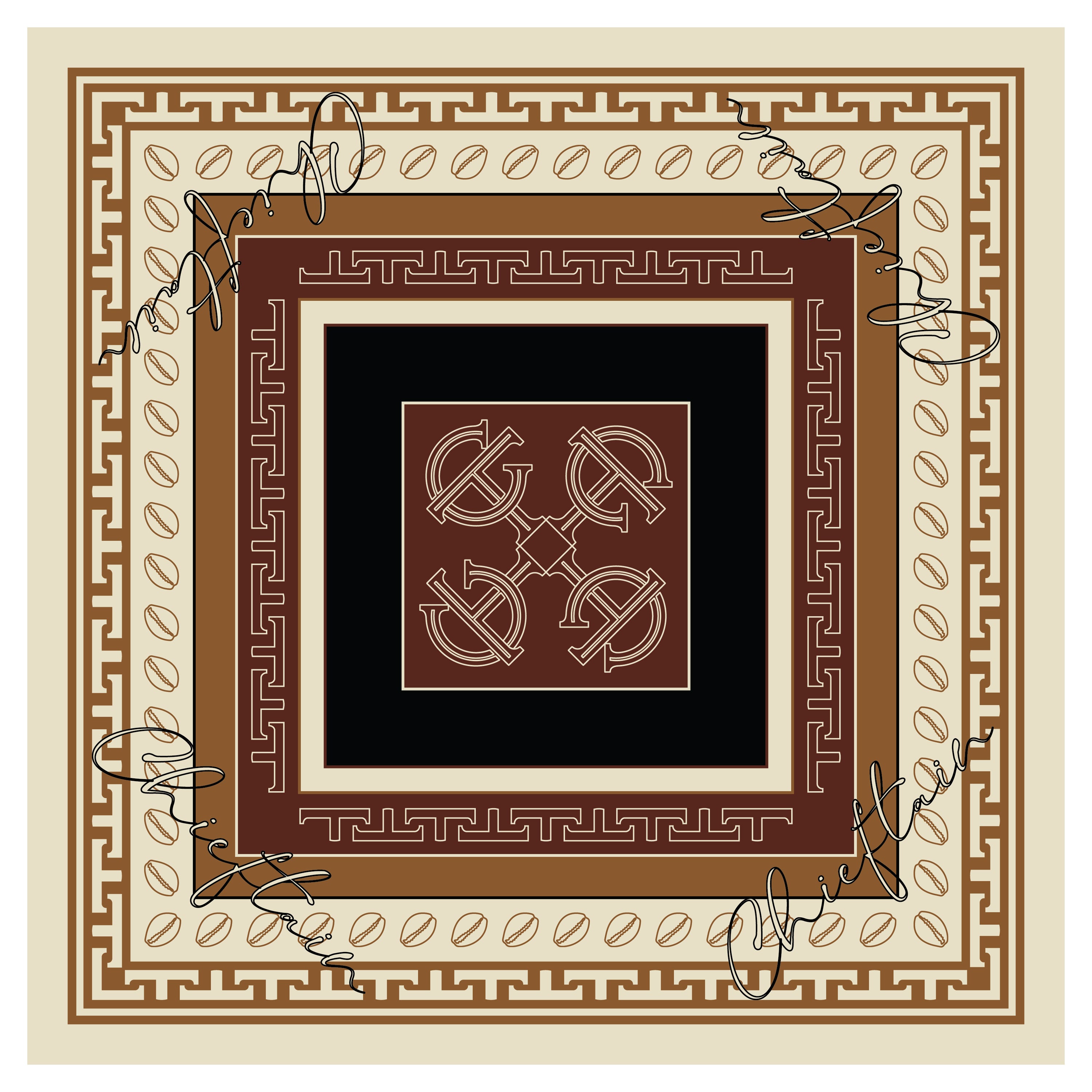 Chieftain T-Mono Pattern Print Silk Scarf